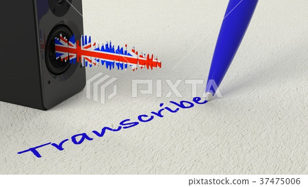 Loudspeaker standing on paper with a uk texture 37475006