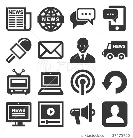 News Media Icons Set on White Background. Vector 37475760