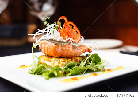 Baked salmon in crab sauce Baked salmon in crab sauce 37477462
