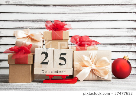 Christmas gift boxes with red bows 37477652