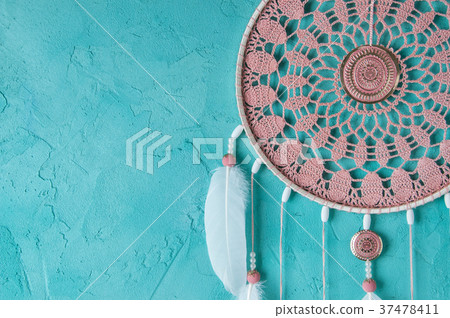 Pink ash crochet doily dream catcher 37478411