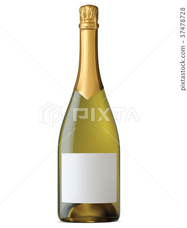 Champagne bottle with gold foil isolated. Vector Champagne bottle with gold foil isolated. Vector 37478728