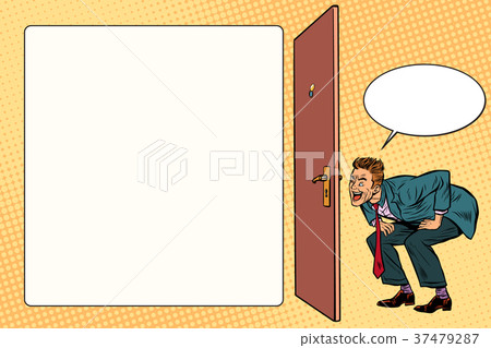 man peeping in the keyhole 37479287