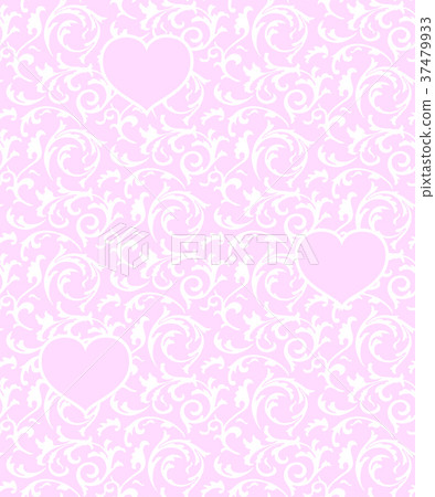 Pink seamless pattern with hearts floral element 37479933
