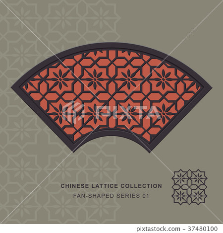 Chinese window tracery lattice isolated object 37480100