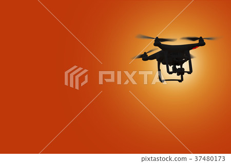 Silhouette of drone flying Silhouette of drone flying 37480173