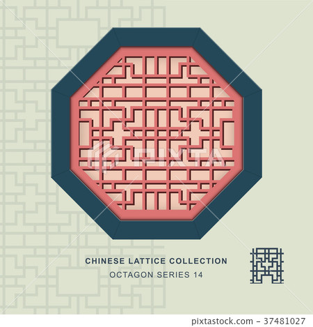 Chinese window tracery lattice isolated object Chinese window tracery lattice isolated object 37481027
