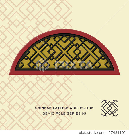 Chinese window tracery lattice isolated object Chinese window tracery lattice isolated object 37481101