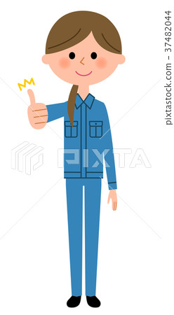 Woman Thumbs Up in Workwear 37482044