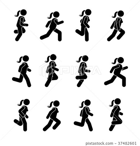 Woman people various running position Woman people various running position 37482601