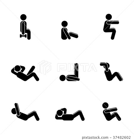 Exercises body workout stretching man stick figure Exercises body workout stretching man stick figure 37482602