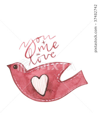 Valentines Day cards with bird. You and me are 37482742