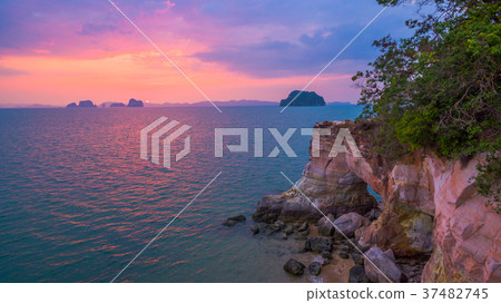 aerial view beautiful sunset hole in the cape 37482745