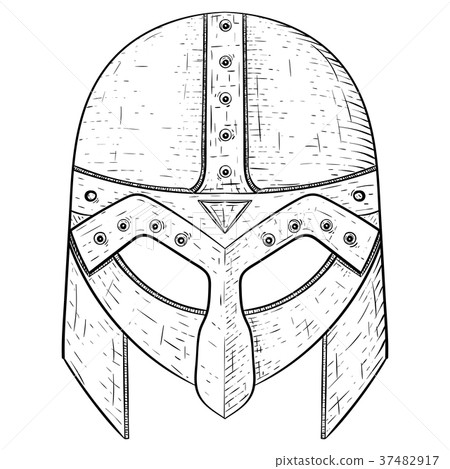 Viking helmet. Hand drawn sketch Viking helmet. Hand drawn sketch 37482917