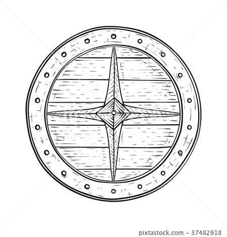Viking shield. Hand drawn sketch Viking shield. Hand drawn sketch 37482918