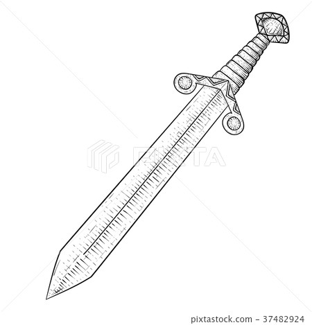 Medieval sword. Hand drawn sketch Medieval sword. Hand drawn sketch 37482924