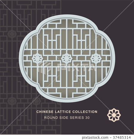 Chinese window tracery geometry isolated object 37485314