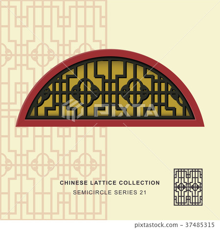 Chinese window tracery geometry isolated object 37485315