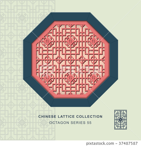 Chinese window tracery geometry isolated object Chinese window tracery geometry isolated object 37487587