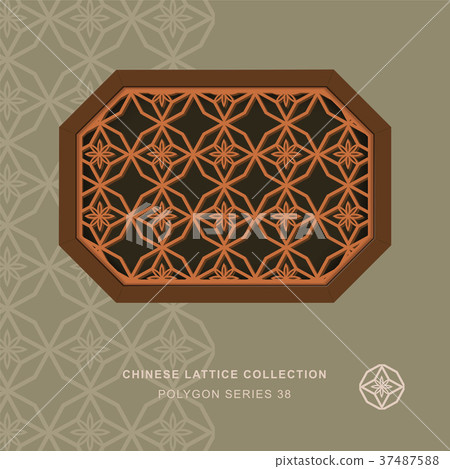 Chinese window tracery geometry isolated object 37487588
