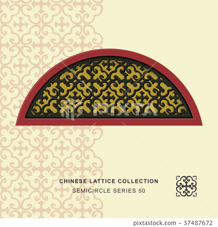 Chinese window tracery geometry isolated object 37487672