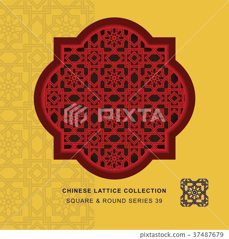Chinese window tracery geometry isolated object Chinese window tracery geometry isolated object 37487679