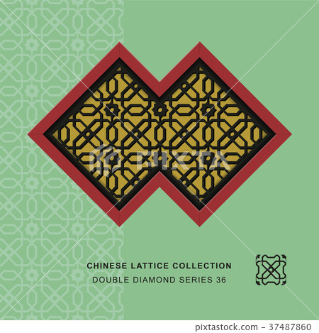 Chinese window tracery geometry isolated object 37487860