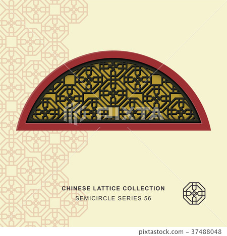 Chinese window tracery geometry isolated object 37488048