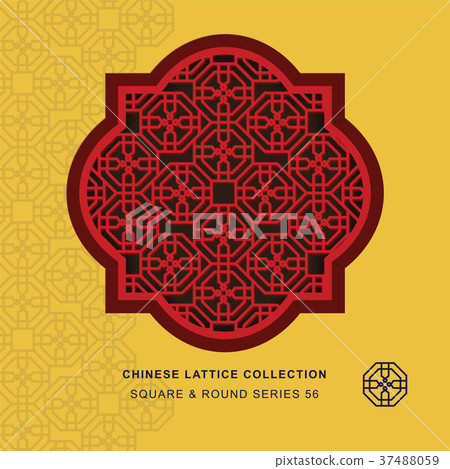 Chinese window tracery geometry isolated object 37488059