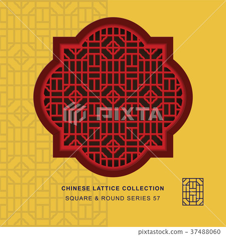 Chinese window tracery geometry isolated object Chinese window tracery geometry isolated object 37488060