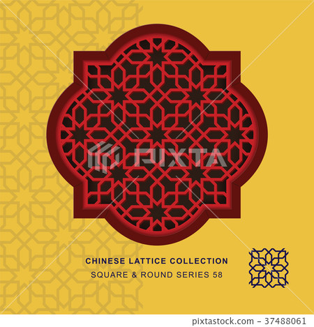 Chinese window tracery geometry isolated object 37488061