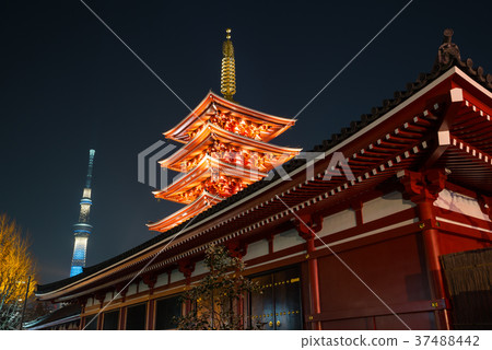 淺草寺五層塔和東京晴空塔夜景攝於2018年1月*裝修後 37488442