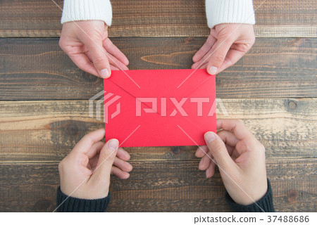 Red love letter wood grain table 37488686