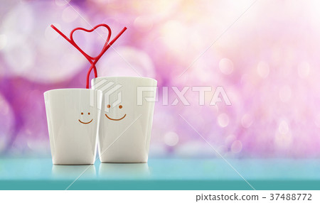 Love and Valentines Day Concept. Happy Coffee Cup 37488772