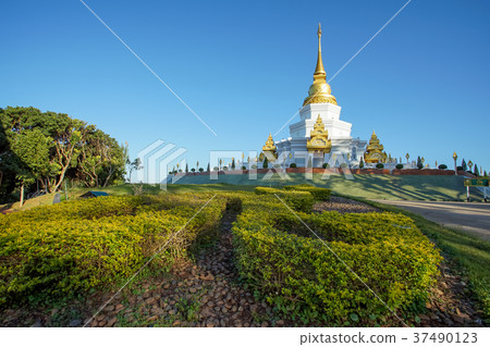 Pagoda in Wat Phra Thad Santidham temple. Pagoda in Wat Phra Thad Santidham temple. 37490123