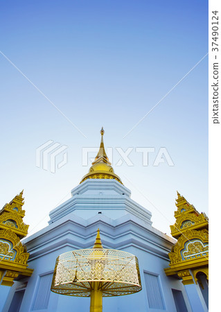 Pagoda in Wat Phra Thad Santidham temple. Pagoda in Wat Phra Thad Santidham temple. 37490124