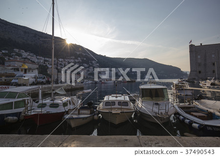 Dubrovnik old port early morning tourist boat landing point Dubrovnik old port early morning tourist boat landing point 37490543