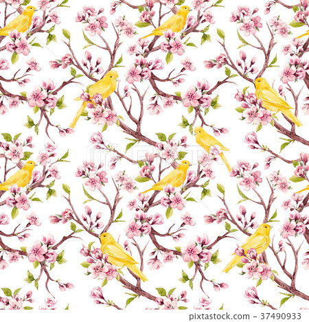 Watercolor spring floral pattern 37490933