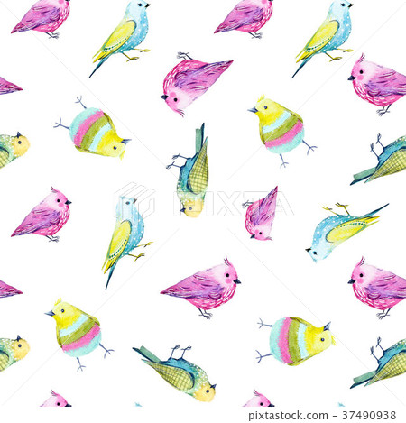 Watercolor bird pattern Watercolor bird pattern 37490938
