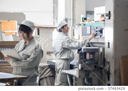 Male worker operating a town factory/machine Male worker operating a town factory/machine 37493429