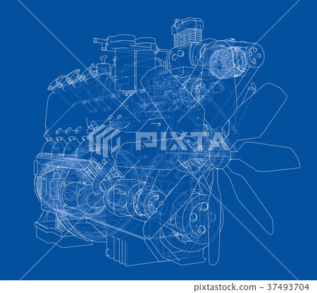 Car engine. Vector rendering of 3d - Stock Illustration [37493704] - PIXTA