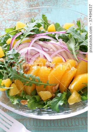 Arugula orange chicken breast meat summer salad 37494837