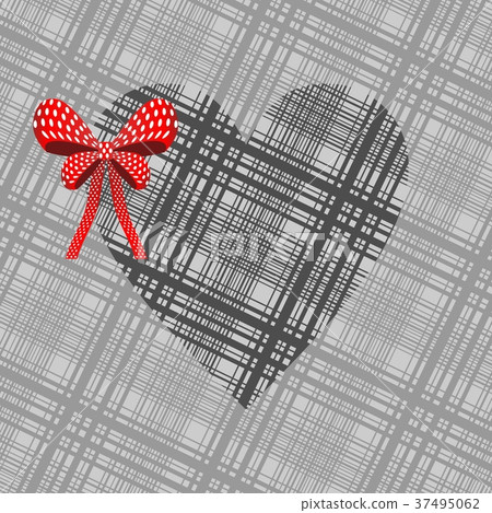 Gray heart with a red bow 37495062