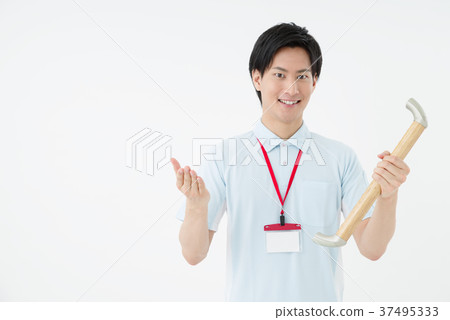 Care worker with handrail 37495333
