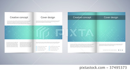 Bi-fold business brochure template with abstract 37495373