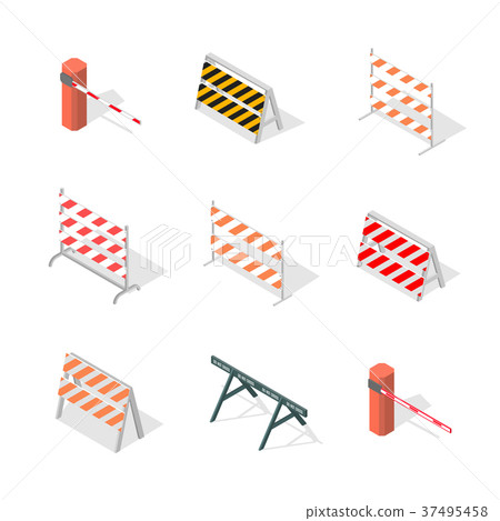 Road traffic barrier isometric, vector  37495458