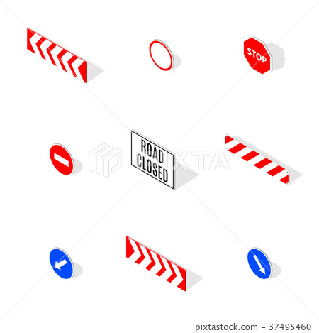 Under construction road sign in 3D isometric style 37495460