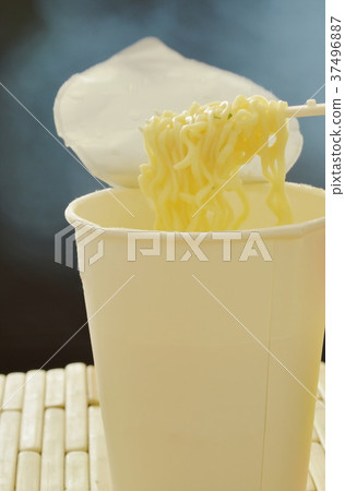 soft boiled instant noodles on plastic fork soft boiled instant noodles on plastic fork 37496887