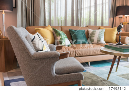 modern living room style with set of pillows modern living room style with set of pillows 37498142