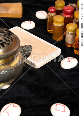 Tarot cards on table Tarot cards on table 37499583